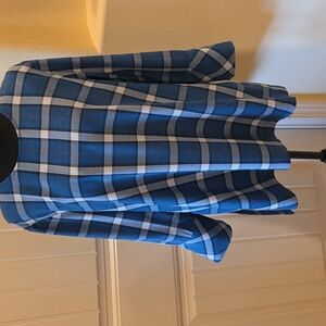 J. Jill Blue Atlantic Tartan Plaid Tunic Top, Size L Petite